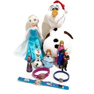 Disney Frozen Lot Olaf Plush Elsa Anna Watch Bracelet Kristoff Figurines Lot Toy
